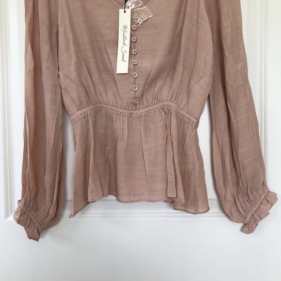 Peplum V Neck Light Pink Blouse - Picture 8 of 16